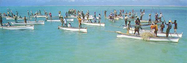 Fishermen setting off